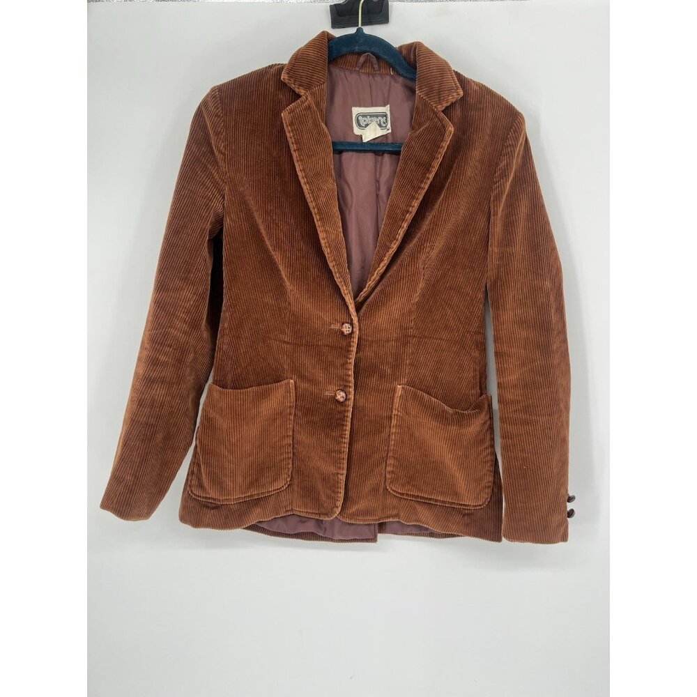 Brown 1970s Vintage Tokens Corduroy Button Front Blazer with‎ Pockets Size 11